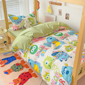 【discount store】3pcs New Printed Quilt Set for Ladies Bedroom Apartment Student Dormitory Sweet Wind Cartoon (1pc Quilt Set +2pcs Pillowcase)