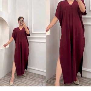 GRATIS ONGKIR LONG DRESS NAGITA JUMBO CRINKLE AIRFLOW / KAFTAN NAGITA CRINKLE / DRESS V NECK