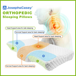 【Joseph&Casey】Contour Memory Foam Pillow Orthopedic Sleeping Pillows Ergonomic Cervical Pillow for Neck Pain - for Side Sleepers Back and Stomach Sleepers