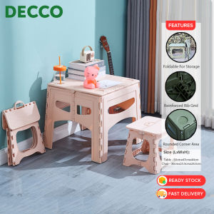 DECCO Portable Foldable Kids Study Table Chair Set Plastic Studying Learning Dining Table With Chair - Fulfilled by DECCO SHOP