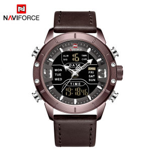 Navi Force Original Jam Tangan Pria Analog Digital Tahan Air Quartz Movement NF 9153L CE/CE/DBN Bisnis Kemewahan Tahan air Bercahaya Analog-Digital