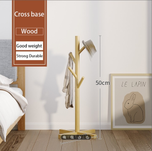 GOLD Solid Wood Coat Rack with 9 Hooks Clothes Hanging Rack(Wood/White/Brown)Penyangkut Baju & Beg Stylish Organizer for Clothes Hats Bags Rustic Penyangkut Baju Rak Gantung实木衣帽架