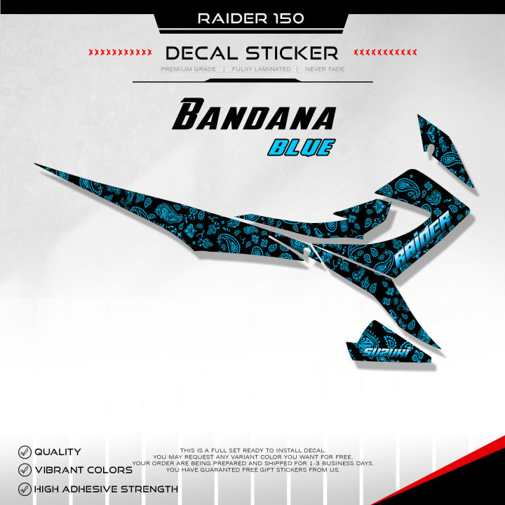 Suzuki Raider 150 Decals- Scratch Proof, Never Fade Laminated Gloss ...
