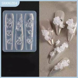 【SHANGZE4】 4 cái bộ 3D hoa hồng Silicone móng tay khuôn hoa cánh hoa thiết kế trong suốt khuôn móng tay nghệ thuật khắc mẫu phụ kiện tự làm