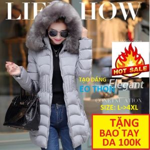 Áo Phao Nữ Hàn Quốc Dáng Dài Cao Cấp - Dầy Ấm Có Lông Mũ - Nhập Khẩu Màu Xanh Kéc Và Nhiều Màu Đẹp - MÃ PHAODAIHANQUOC01