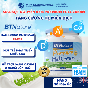Sữa Tươi Dạng Bột Nguyên Kem Btnature Premium Hộp 1kg Bổ Sung Canxi khoáng Chất Xương Khớp Chắc Khỏe