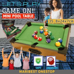 Wooden Portable Compact Mini Tabletop Pool Table Snooker Game Billiards Table Set Family Children Activity Game Toys