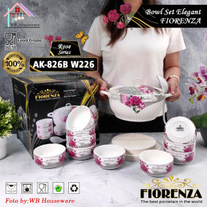 FIORENZA mangkuk set capodimonte motif rose AK-826B W226