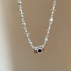 Hmeme Hợp Thời Trang Mới Lạ Mát Máy Ảnh Mặt Dây Chuyền Vòng Cổ Cho Phụ Nữ Cô Gái Niche Hip-Hop Đơn Giản Cá Nhân Đa Năng Áo Len Chuỗi Quà Tặng