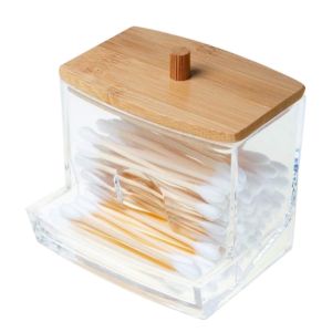 G5Q1 Acrylic Cosmetic Candy for Bathroom Accessories Makeup Organizers Jewelry Qtips Holder Cotton Ball Dispenser Bathroom Jars Cotton Swab Holder
