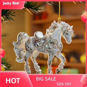 Jacky 2D Acrylic Horse Car Rearview Mirror Pendant Charm Christmas Tree Ornament New Year Hanging Decoration