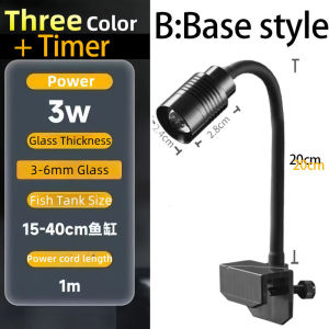Kebidumei 3 Colors Mini Clip-on Aquarium Lamp Zoomable Adjustable Tank Light Plant Lamp 360 Degree Rotation Waterproof LED Aquarium with Timer Living Room Decoration Accessories