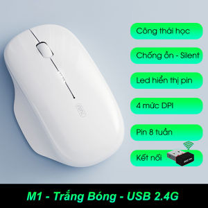 Chuột máy tính không dây SIDOTECH M1 Đỏ tắt âm silent pin sạc họa tiết độc lạ chống ồn wireless công thái học laptop macbook pc led hiển thị pin - Hàng chính hãng