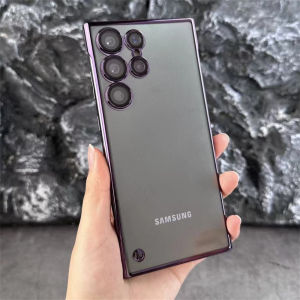 Ultra Slim Plating Clear Frameless Case For Samsung Galaxy S25 S24 Plus S23 S22 Ultra Lens Protection Borderless Cooling Cover