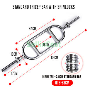 SellinCost Solid & Standard Grade Tricep Bar Standard Olympic Barbell With Spinlocks Weight Lifting Tricep Barbell Chest Arm Muscle Workout Triceps Biceps Equipment Fitness Arm Bicep Tricep 5cm 3cm Hole Weight Plate OTB (1Y WARRANTY)
