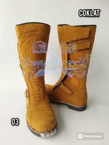 Sepatu Cross Safety Sepatu Trail Vintage Racing Sepatu Gunung Mx boots Sepatu Trabas Sepatu Cross Clasik Panjang besi 03 COKLAT MUDA