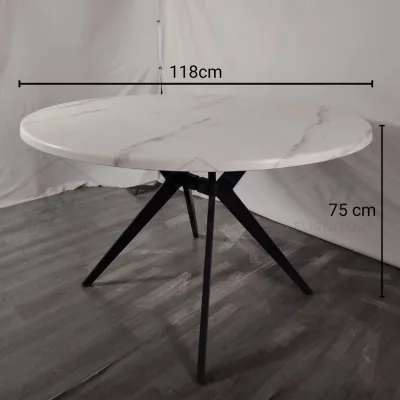 Wfurniture Luxury Dining Table Super Top Restaurant Table Cafe Solid Round Modern Meja Makan Bulat