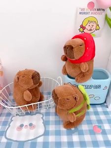 13CM Cute Capybara Keychain Mini Plush Doll Pendant Kawaii Fluffty Toy Cute Animal Toy Kid Gift