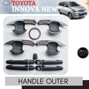 Paket Cover Handle Outer Pintu Mobil Innova Lama 2005 - 2015 Carbon Glossy Premium