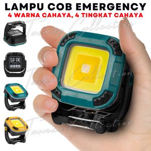 Lampu Senter Sorot Floodlight COB Emergency 4 Warna Cahaya 4 Tingkat Cahaya Magnet Tripod Hook / Lampu Camping WORK LIGHT W8129-2 | TC