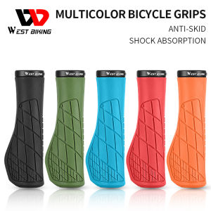 WEST BIKING Bicycle Handlebar Grips Mountain Bike Grips Anti-Slip Shock-Absorbing Ergonomics Soft Bike Handlebar Bike Parts