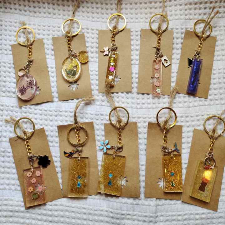 Designed Handmade Crystal Resin Keychain Variety Designs