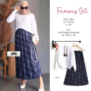 PROMO COD Setelan Atasan Rajut Dan Rok Plisket Premium Famous Set_Ti Amo