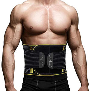 Back Brace Lumbar Support Belt Waist Backbrace for Back Pain Relief Sciatica Scoliosis and Herniated Disc Compression Belt for Men and Women with Detachable Metal Spring Strip