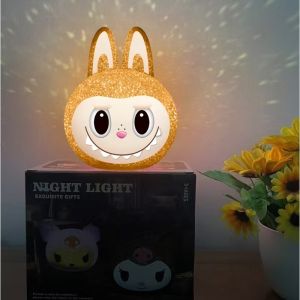 【COD】Labubu Night Light Kawaii Anime Figures Lamp Bedroom Light Cartoon Night Lamp Bedroom Desktop Ornament Birthday Gift Supplies 3D Night Light Acrylic Led Light for room decoration Bedroom Decor