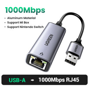 UGREEN USB Network Adapter Gigabit USB 3.0 to Ethernet RJ45 Adaptor 10/100/1000Mbps Lan Adapter for Nintendo Switch Macbook Mac Pro， Mac Pro mini iMac XPS Surface Pro Notebook PC and more