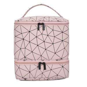 SWIFTTIDE 30กริด ที่จัดระเบียบเล็บ สองชั้น ไนลอนพียู กระเป๋าจัดระเบียบเครื่องสำอาง มืออาชีพอย่างมืออาชีพ พร้อมที่จับ กระเป๋าเครื่องสำอางแต่งหน้า เจลทาเล็บ