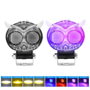 Ekleva Phổ Đèn Pha Xe Máy RGB Lái Xe Cao/Thấp Cú Đầy Màu Sắc đèn phá sương mù LED Ngọn Hải Đăng 4X4 Off Road Siêu Sáng 12V 24V