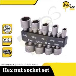 CYKAT Hexnut Baut Roofing Set 9 Pcs - Adaptor Mata Bor Skrup Mata Roofing Hex Nut Set 5MM 6MM 7MM 8MM 9MM 10MM 11MM 12MM 13MM Mata Socket Set Bor - Kunci Sok Shock Mata Bor Hex Nut Driver Set - Drilling Hex Nut Mata Roofing Set 9 PCS
