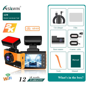 2K ADAS DashCam Wifi G.ps Car Camera Asawin A2M 2.0" Touch Ips Screen Front 1440P And Rear 720P Night Vision LDWS FCWS G-sensor Night Vision 24H Parking Monitoring