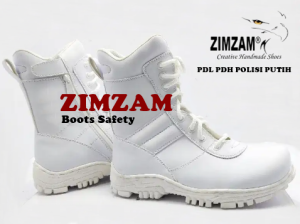 Zimzam Sepatu Pdl Pdh Polisi Putih Sepatu Safety Boot Polisi Murah Pdl Putih