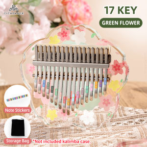 17/ 21 Key Kalimba Acrylic Finger Piano Transparent Thumb Piano Romantic Cherry Blossom Model for Beginner Children Adult Gift
