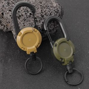 COD Easy Pull Wire Rope Buckle Key Ring Lost Belt Buckle Outdoor Backpack Retractable Rope Carabiner