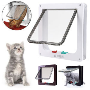 Dog Cat Flap Door Security Lock Flap Door for Dog Cats Kitten ABS Plastic Small Pet Gate Door Kit Cat Dogs Flap Doors