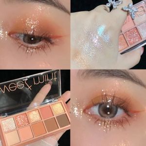 10 Colors Shimmer Matte Eyeshadow Pallete Glitter Nude Eyeshadow Long Lasting Waterproof Pigments Earth Color Eye Shadow Makeup