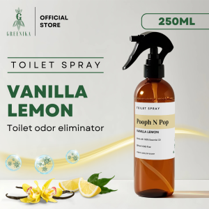 [ TOILET ODOR ELIMINATOR ] Greenika Pooph N Pop Toilet Spray – Vanilla Lemon Scent  Antibacterial Air Freshener  Bathroom Spray Linen Spray Poop Spray Car Freshener Shoe Odor Eliminator Home Fragrance Toilet & Aircon Spray