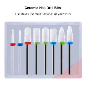 8PCS Ceramic Nail Drill Bits Set Manicure Pedicure Nail Grinding Tool for Nail Polish