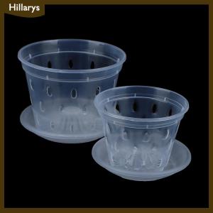 [Hillarys] 1Pc Flowerpot Garden Planter Drainage Pots with Holes Transparent Orchid Baskets Plastic Breathable Flower Pots Accessories