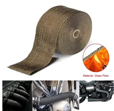 Exhaust Wrap Manifold 5M Exhaust Heat Wrap Manifold Downpipe High Temp Insulation Bandage Tape Roll Zip ties Exhaust Wrap Motorcycle Car Heat Insulation Tape Glass Fiber Muffler Thermal Protection Manifold Insulation Roll Resistant