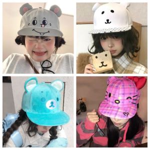 BAIXL Y2K Nagano Joke Bear Hat with Ears Relax Bear Sunscreen KT Cat Hat Casual Peaked Rilakkuma Baseball Cap Girls