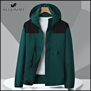 FUGUINIAO Autumn and Winter Fashion Mens Hooded Sports Windbreaker Coat Cycling Lightweight Windbreaker Jacket