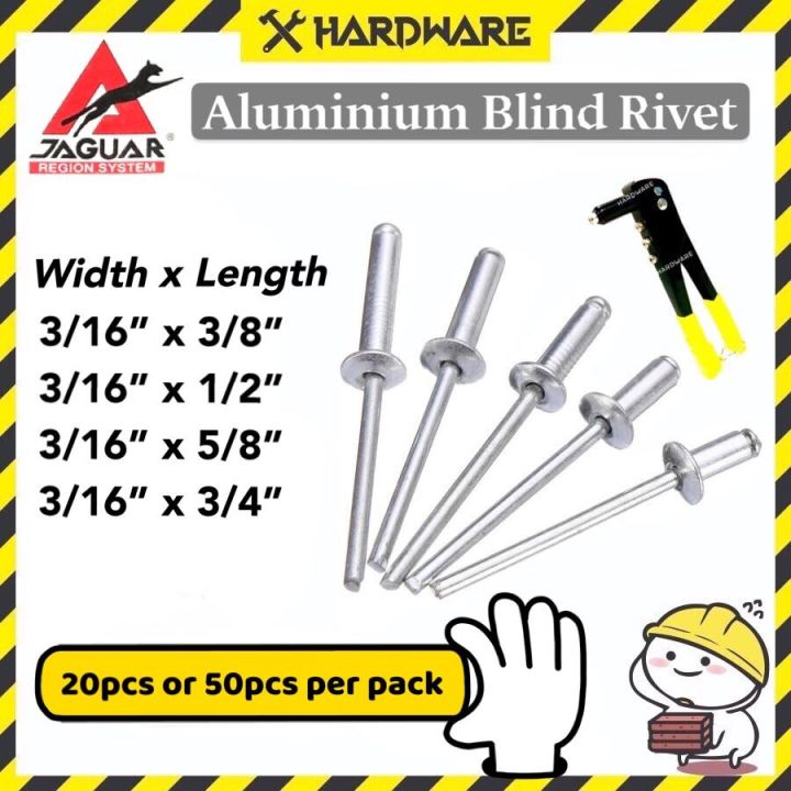 20 or 50pcs 4.78mm Jaguar Aluminium Pop Rivet/Blind Rivet/Fastener/Paku ...