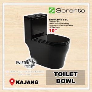 SORENTO Water Closet SRTWC8066 -S Series 10" (WH/BL/MBL/GY/RG) / TORNADO FLUSH Toilet Bowl / One Piece WC | Jamban Duduk