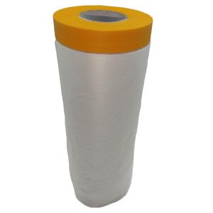 พลาสติกคลุมฝุ่น ยาว20เมตร พลาสติกปิดกันฝุ่น ชนิดมีเทปกาวใน เทปฟิล์มสำหรับงานพ่