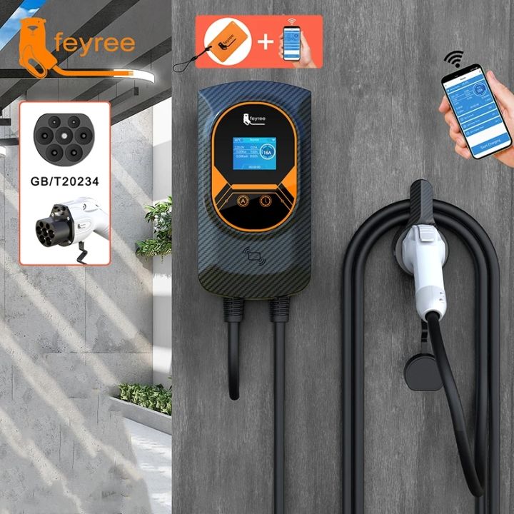 Feyree Ev Charger Gbt Socket Evse Wallbox 32a 22kw 3phase 16a 11kw Electric Vehicle App Control 6440