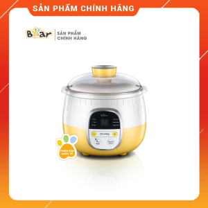 [Bear Chính Hãng] Nồi nấu chậm Bear 08L SUBE001 (có lồng hấp). Đủ 3 màu: Vàng hồng nâu. sử dụng để Nấu hấp hầm cách thủy giữ 100% giá trị dinh dưỡng có ruột nồi bằng sứ cao cấp.